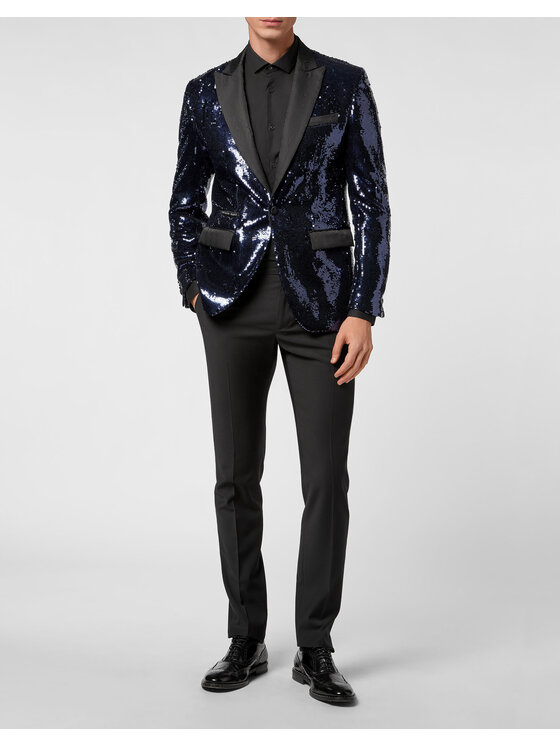 PHILIPP PLEIN PHILIPP PLEIN Marynarka 3611 Błękitny Fitted Fit