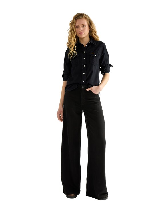 Wrangler Wrangler Jeansy 112386723 Czarny Wide Leg