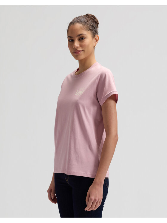 Lee Lee T-Shirt LOGO TEE Różowy Regular Fit