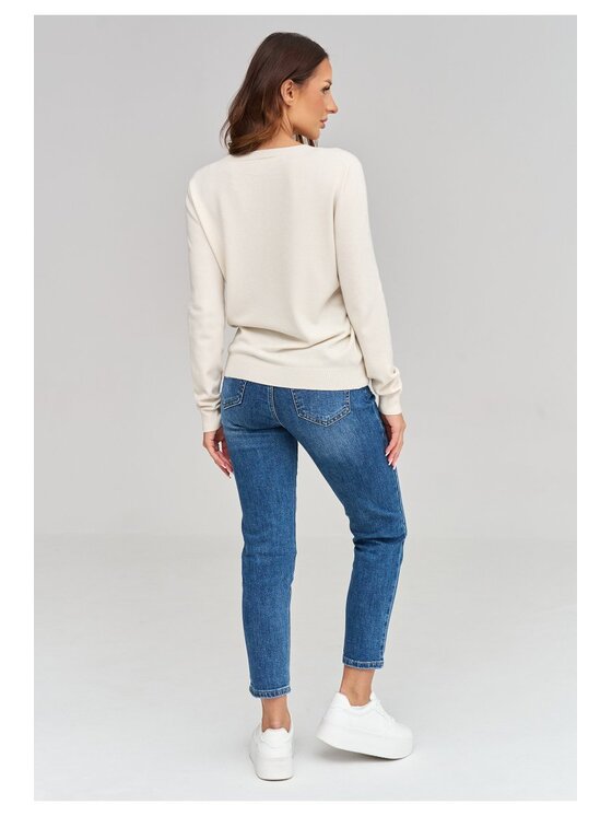Makadamia Makadamia Sweter C105 Biały Loose Fit