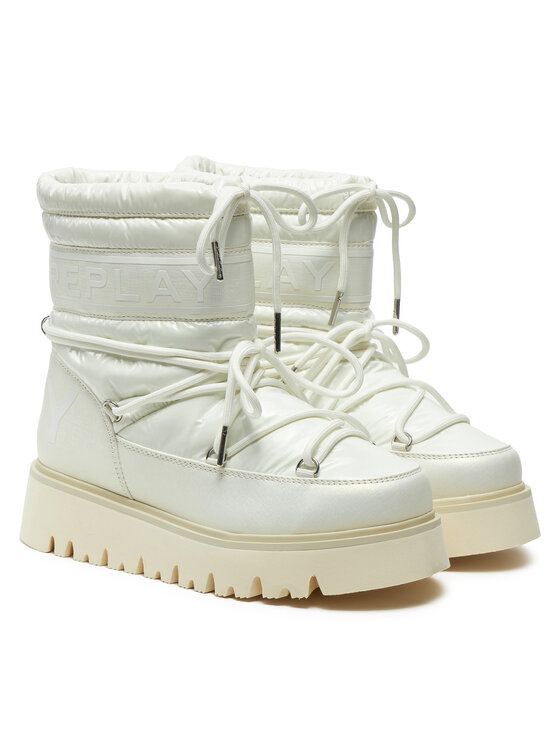 REPLAY REPLAY Cizme de zăpadă Shiny-Effect Harper United Lace-Up GWF4R.000.C0002T Alb