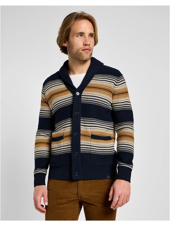 Lee Lee Maglione FRONTIER CARDIGAN Blu Regular Fit