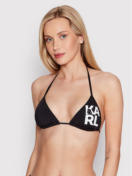 KARL LAGERFELD Bikini partea de sus Printed Logo KL22WTP01 Negru
