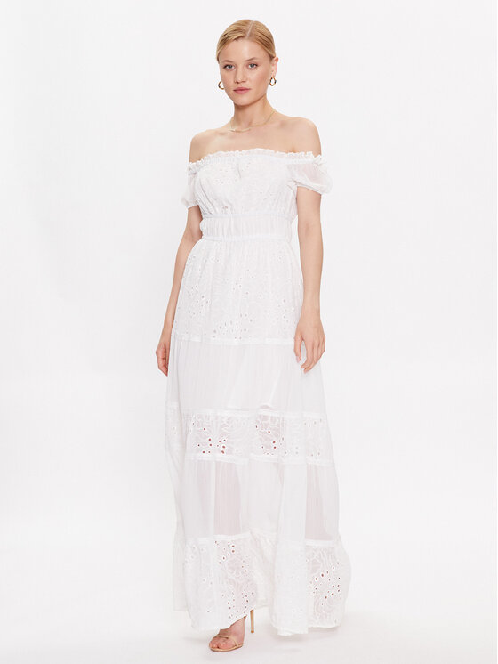 Guess Letné šaty Zena W3GK51 WFDR2 Biela Regular Fit