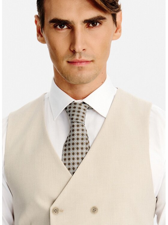Pako Lorente Pako Lorente Kamizelka garniturowa P26SF-8X-013 Beżowy Slim Fit