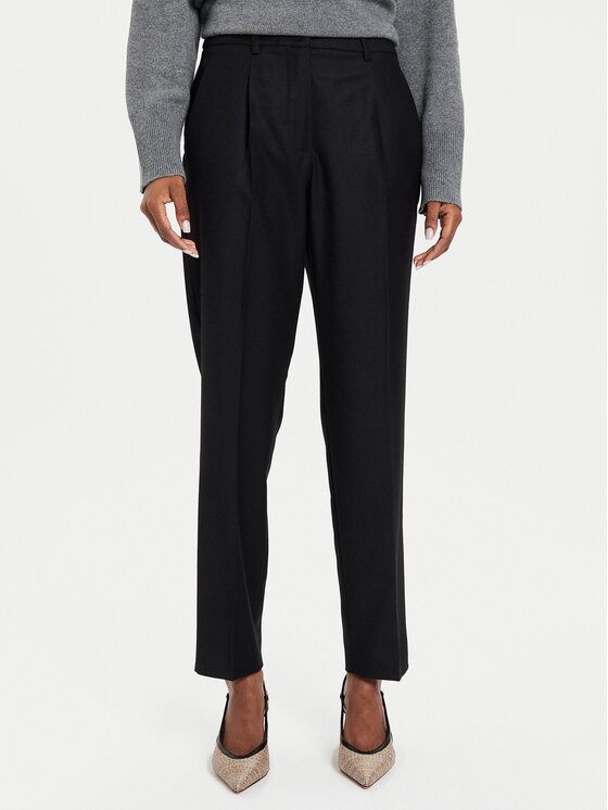 Weekend Max Mara Bavlnené nohavice Caldaia 2425136132 Čierna Straight Fit