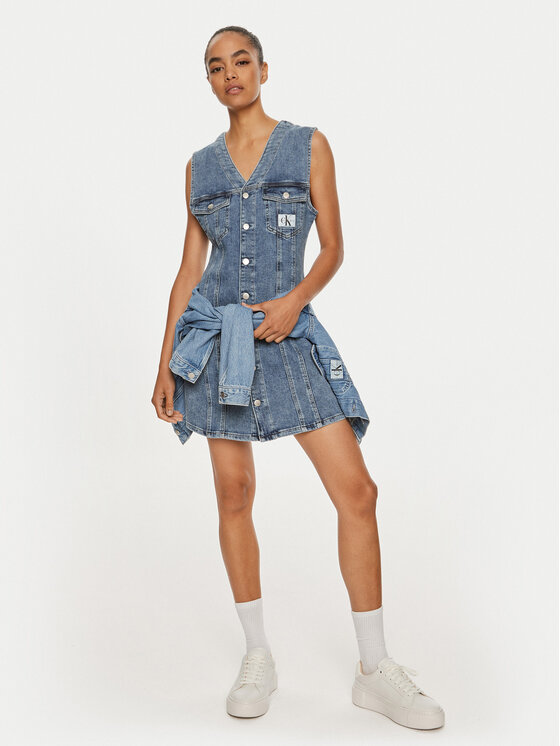 Calvin Klein Jeans Calvin Klein Jeans Džínsové šaty J20J223712 Modrá Slim Fit