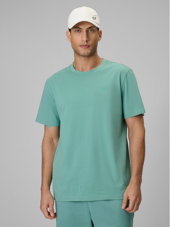 4F 4F T-Shirt BASIC+ Turkusowy Regular Fit