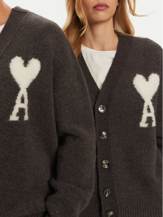 AMI PARIS AMI PARIS Strickjacke UKC025.KN0032 Grau Regular Fit