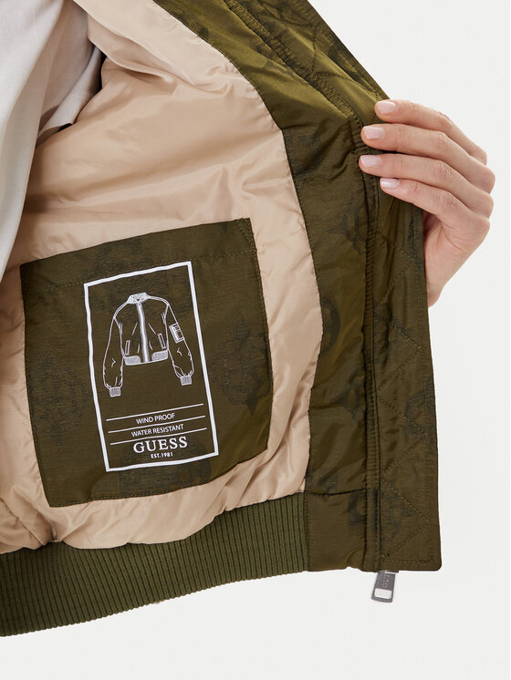 Guess Guess Bomber jakna W5YL08 WHDK2 Khaki Regular Fit
