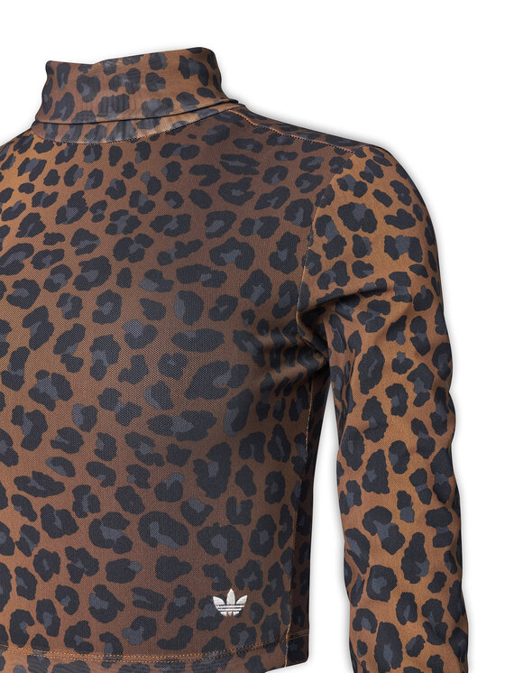 adidas adidas Bluza Leopard JW2772 Rjava Slim Fit