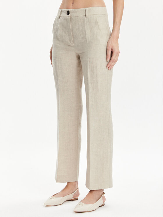 Marella Marella Kalhoty z materiálu Muschio 2413131272 Écru Regular Fit