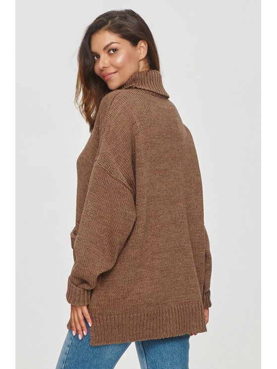 Makadamia Makadamia Sweter S155 Brązowy Oversize