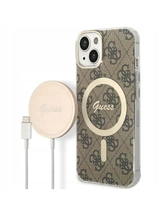 Guess Guess Etui na telefon 4G Metal Gold Logo Brązowy