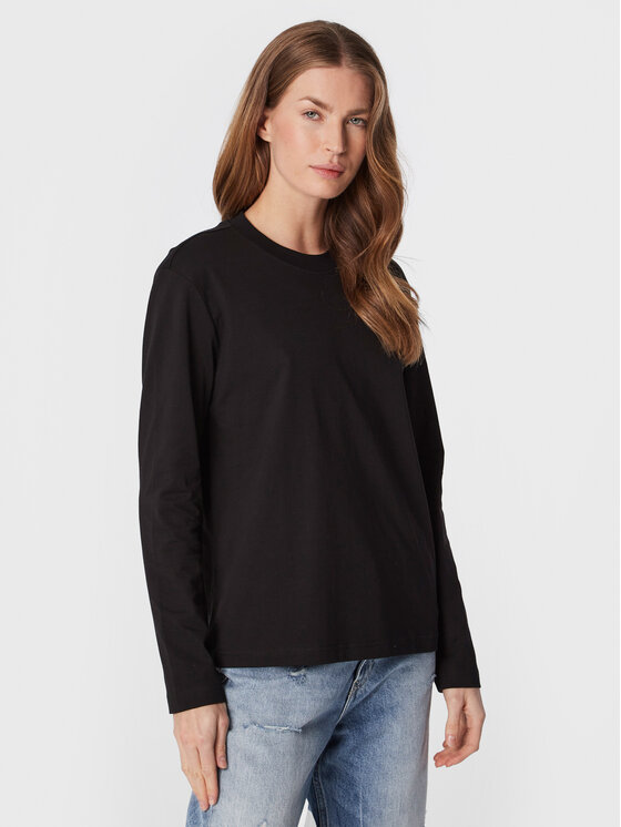 Gina Tricot Bluză Basic 18488 Negru Regular Fit