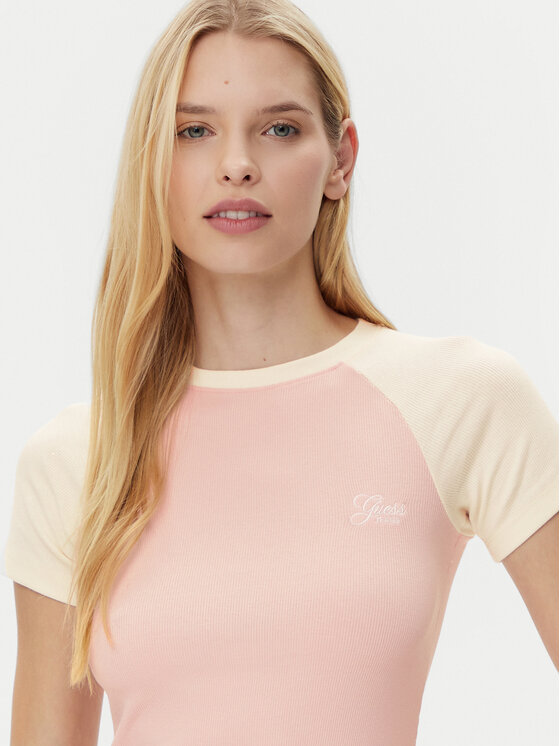 Guess Jeans Guess Jeans Тишърт W5GP61 KA0H1 Розов Regular Fit