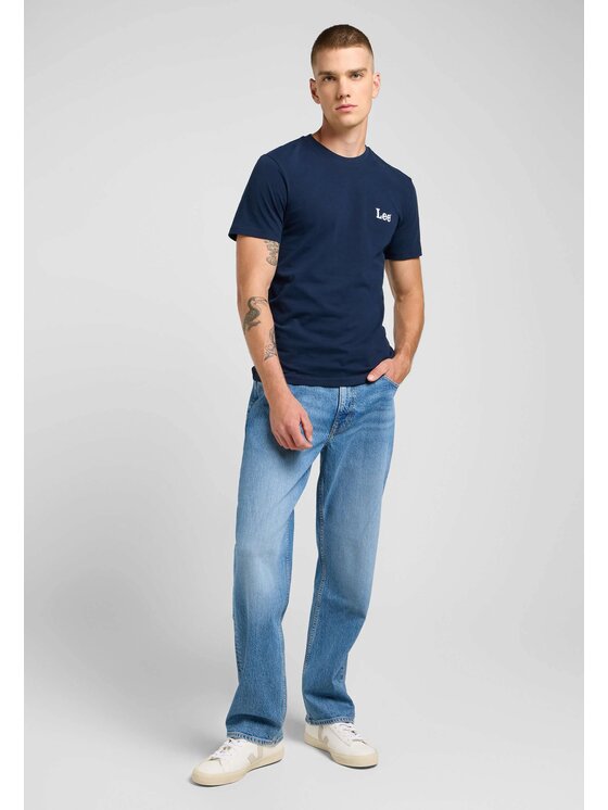 Lee Lee T-Shirt SS SMALL LOGO TEE Granatowy Regular Fit