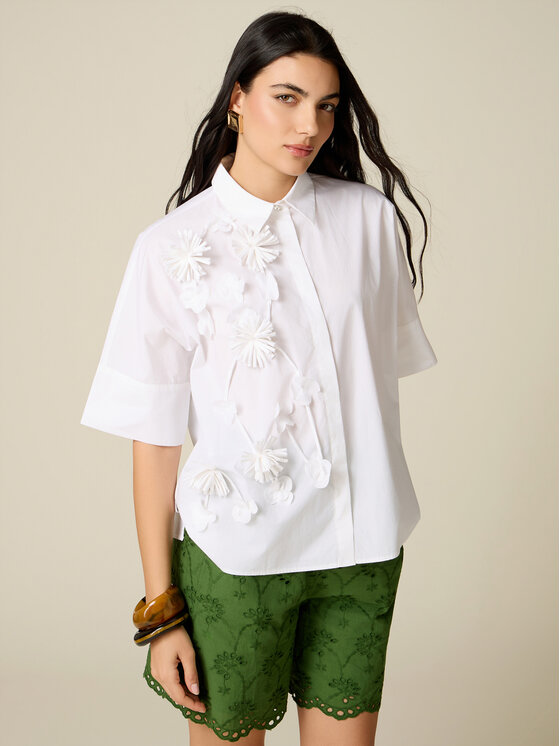 Oltre Oltre Koszula 5048J000873N021 Biały Boxy Fit