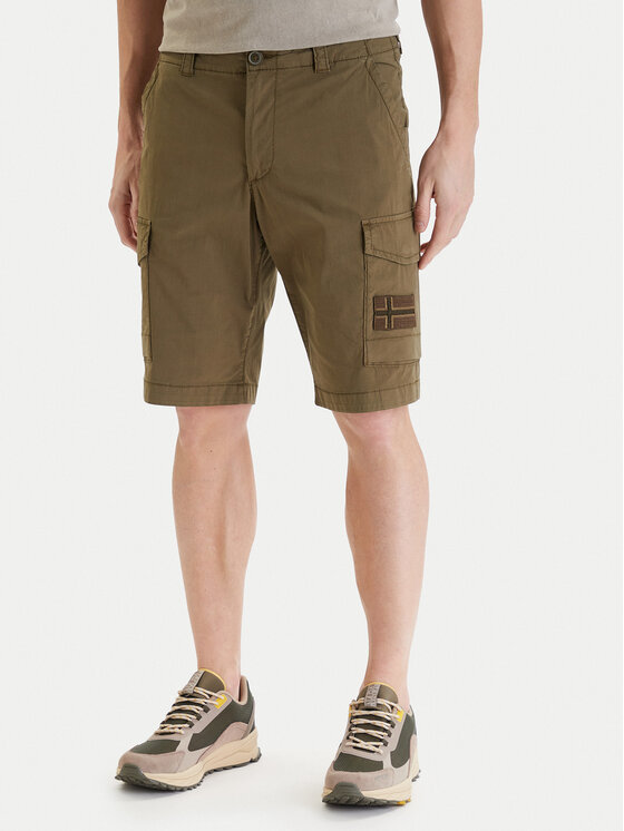 Napapijri Napapijri Pantalon scurți din material N-Horton NP0A4HOS Kaki Regular Fit