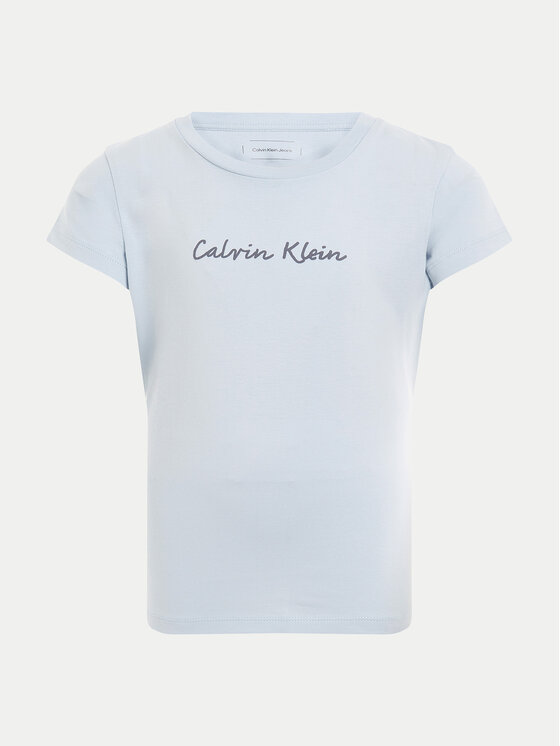 Calvin Klein Jeans Calvin Klein Jeans Tricou Script Logo IG0IG02857 Albastru celest Slim Fit