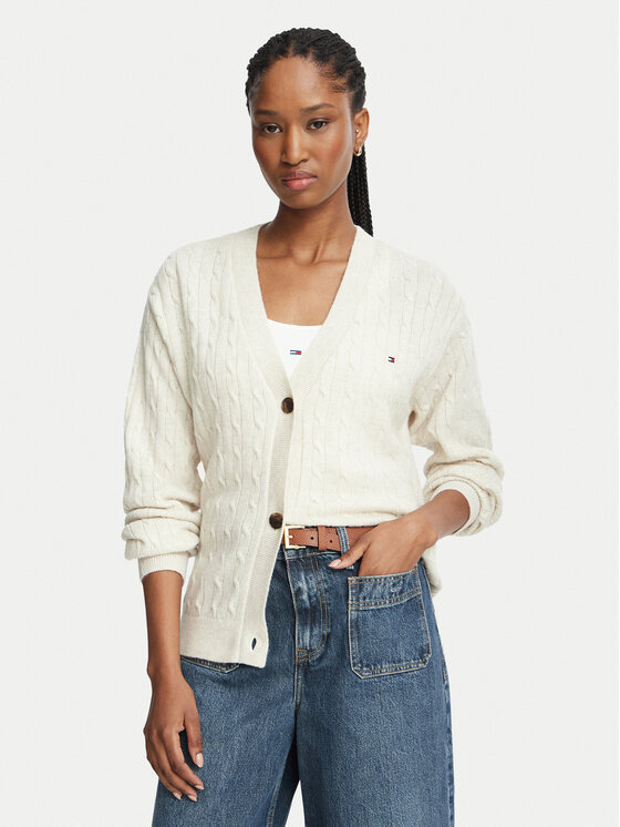 Tommy Hilfiger Tommy Hilfiger Cardigan UW0UW06630 Crem Relaxed Fit