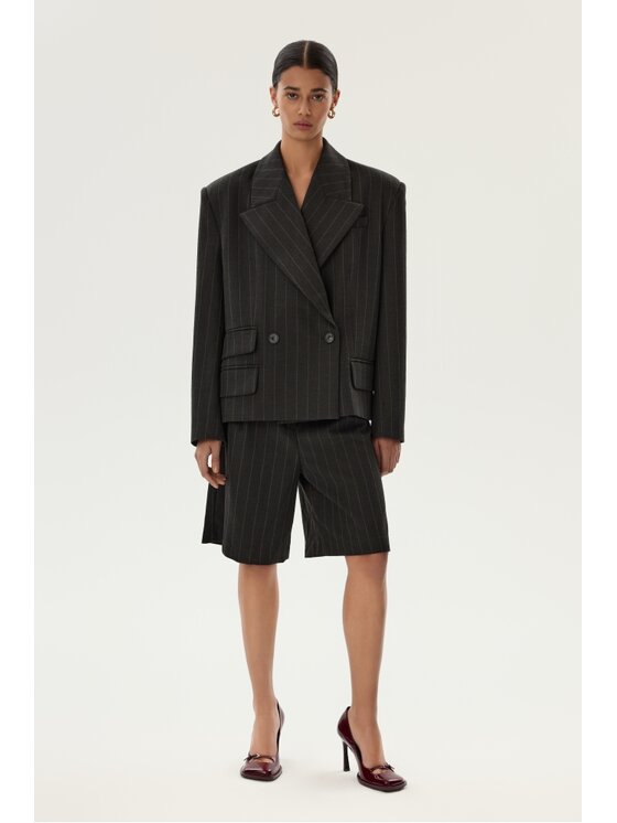 Laretaggio Laretaggio Szorty materiałowe Cella bermuda in dark grey Szary Oversize