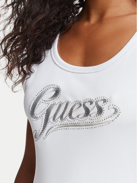 Guess Guess Top W6YP30 K4380 Biały Slim Fit