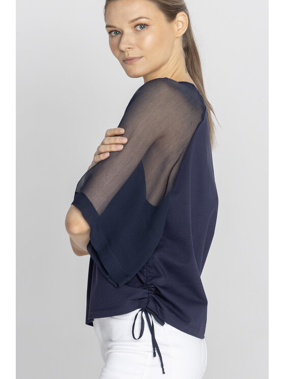 Deni Cler Milano Deni Cler Milano Bluzka W-DC-1224-F2-H9-58-1 Granatowy Regular Fit