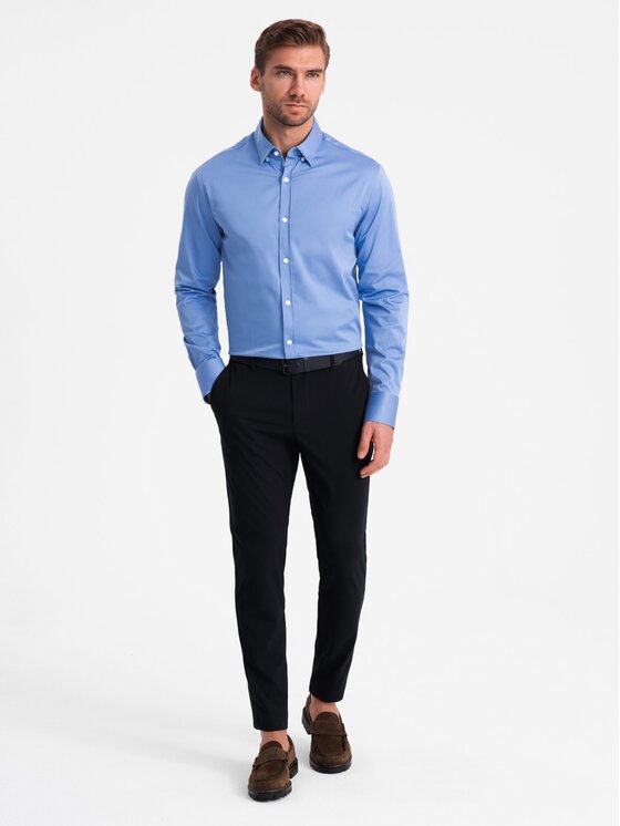 Ombre Ombre Košile OM-SHOS-0176 Modrá Slim Fit