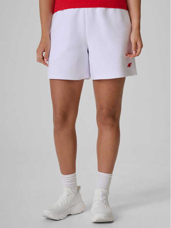 4F 4F Szorty sportowe STREFA KIBICA Biały Regular Fit