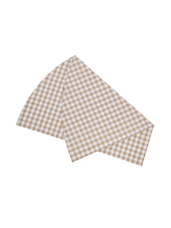 Roseberry Home Roseberry Home Obrus Okrągły bawełniany w biało-beżową kratę Beige Gingham Beżowy