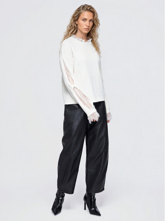 Ombre Ombre Svetr OW-SW-E0065 Béžová Relaxed Fit