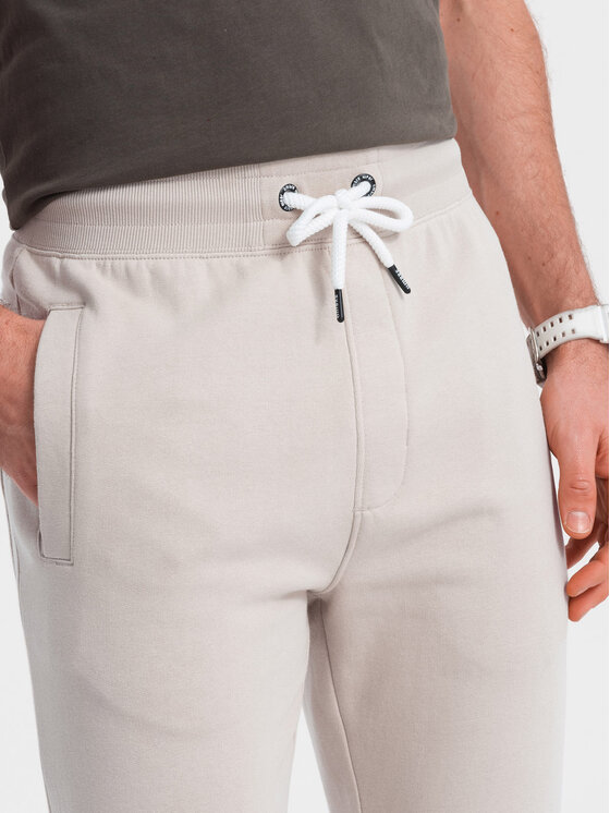 Ombre Ombre Spodnie dresowe OM-PABS-0206 Beżowy Regular Fit
