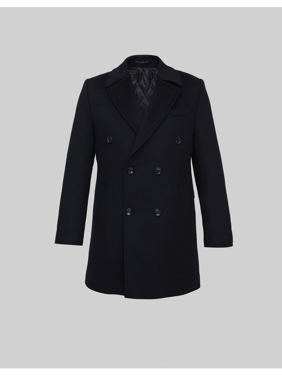 Borgio Borgio Płaszcz wełniany sortino_g Granatowy Slim Fit