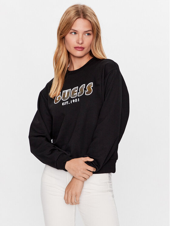 Guess Mikina W3YQ13 K8802 Čierna Relaxed Fit