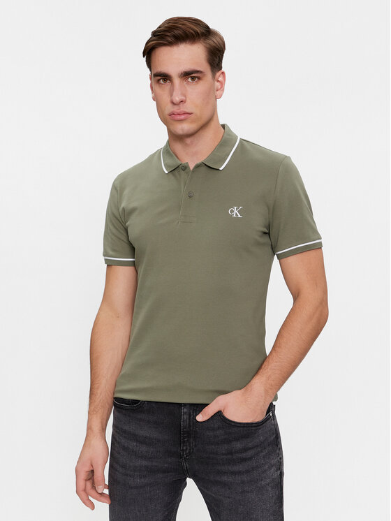 Calvin Klein Jeans Polo Tipping J30J315603 Zelena Regular Fit