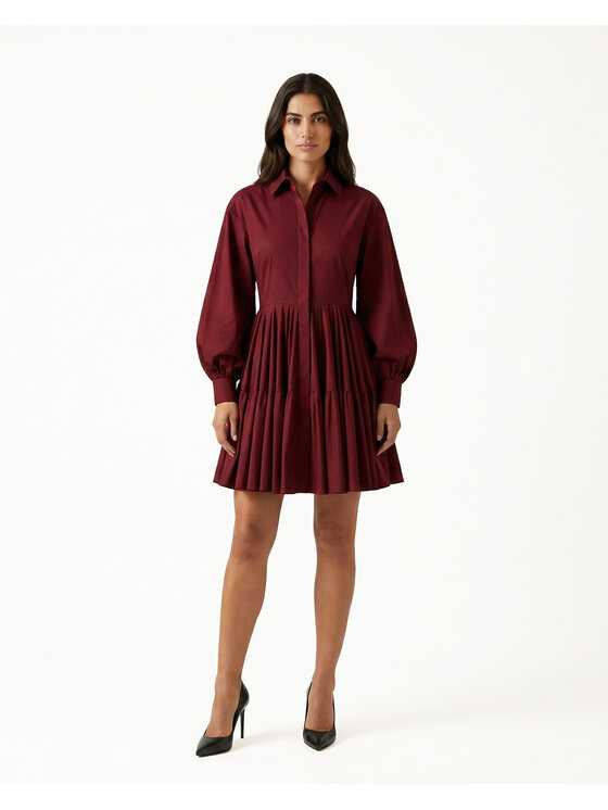 Castellani Castellani Sukienka codzienna Sukienka Celinea Bordowy Regular Fit
