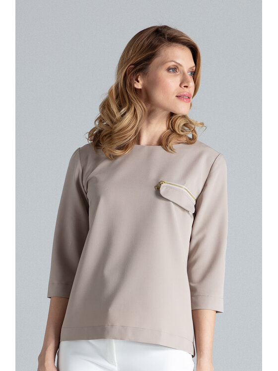 FIGL FIGLFIGL Blusa M393 Beige Regular Fit