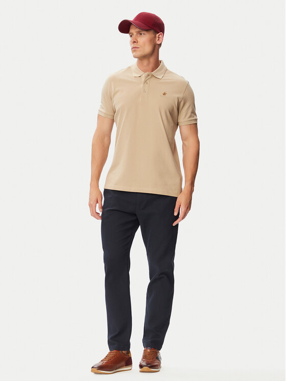 Beverly Hills Polo Club Beverly Hills Polo Club Тениска с яка и копчета P-SS26M-P450124 Бежов Regular Fit