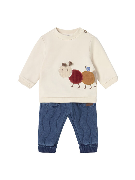 Mayoral Komplet bluza i spodnie materiałowe 2584 Écru Regular Fit