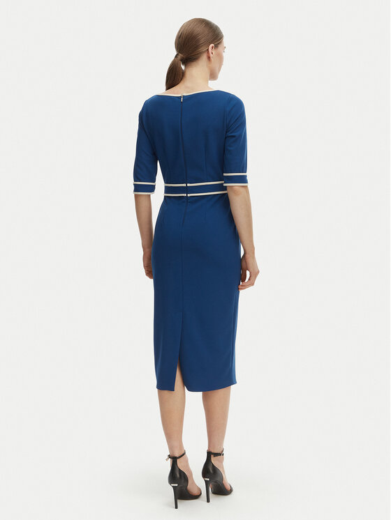Rinascimento Rinascimento Koktejlové šaty CFC0127991003 Modrá Slim Fit