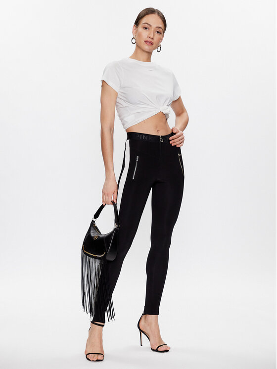 PINKO Pinko Hlače Patito Pantalone 100434 A0LR Crna Slim Fit