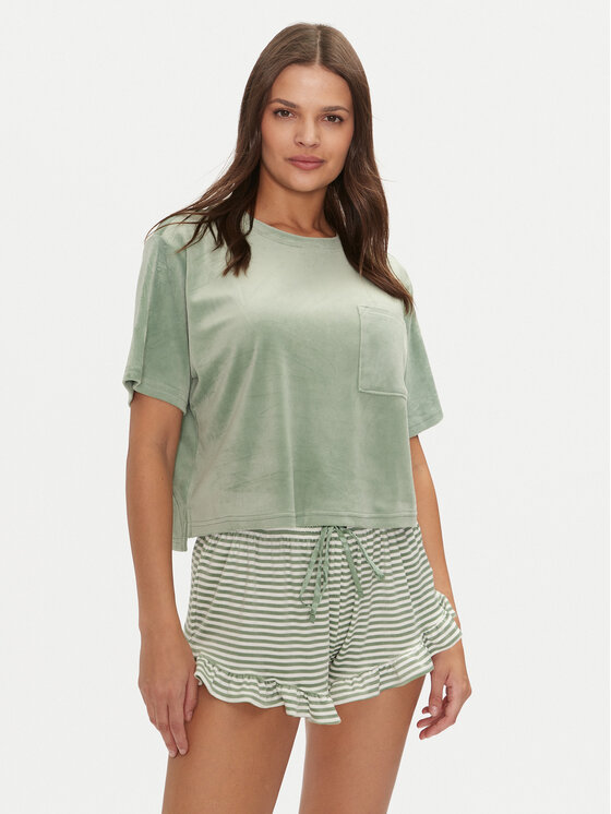 Hunkemöller Pyžamový top 206518 Zelená Relaxed Fit