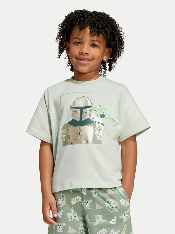 adidas Súprava Tričko a šortky Star Wars The Mandalorian JF3648 Zelená Regular Fit