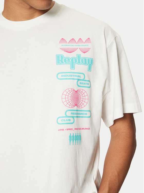 REPLAY Replay Tricou M6880 .000.2660 Alb Loose Fit