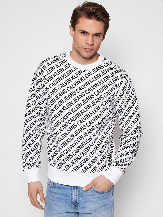 Calvin Klein Jeans Felpa J30J318060 Bianco Regular Fit • Modivo.it