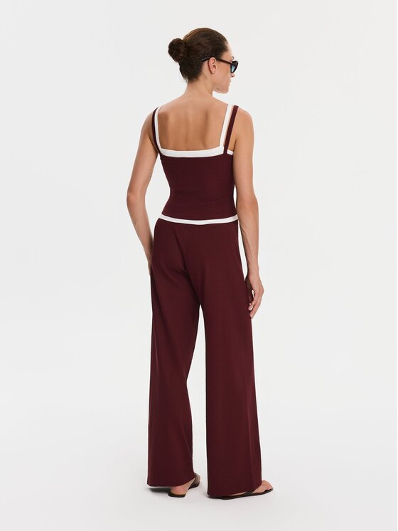 Nudyess Nudyess Top Lisa z prążka Bordowy Slim Fit