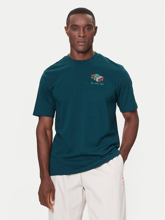 adidas adidas T-Shirt 3-Stripes Lights Giftbox Graphic JN2498 Πράσινο Regular Fit