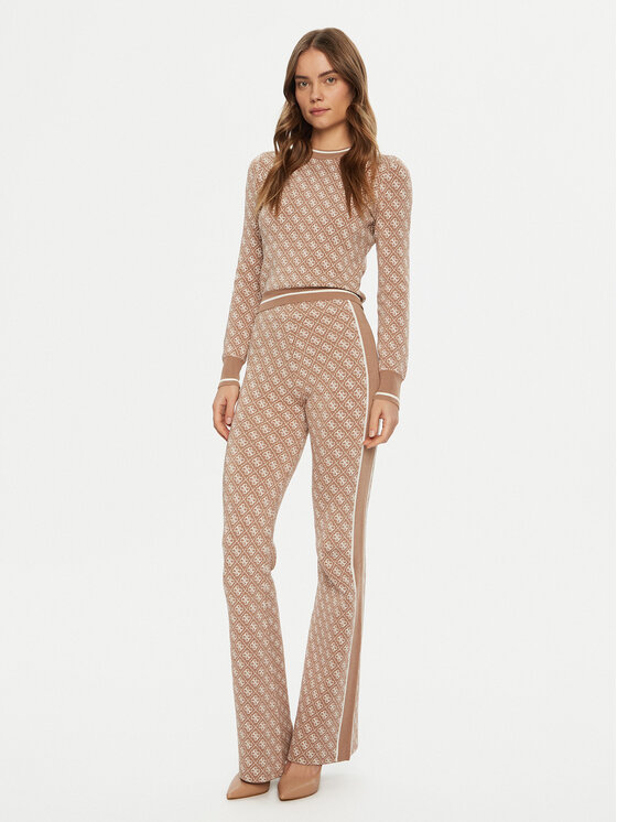 Guess Guess Medžiaginės kelnės W3YB38 Z37K0 Smėlio Regular Fit