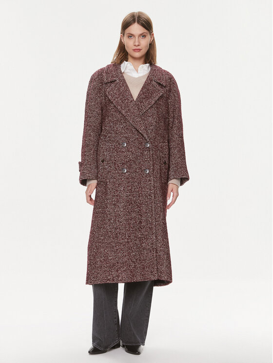 Női Gyapjú kabát MVP Wardrobe, Méret: 40, Bordó, Spiga Over MVPI3CP018.0PN0052